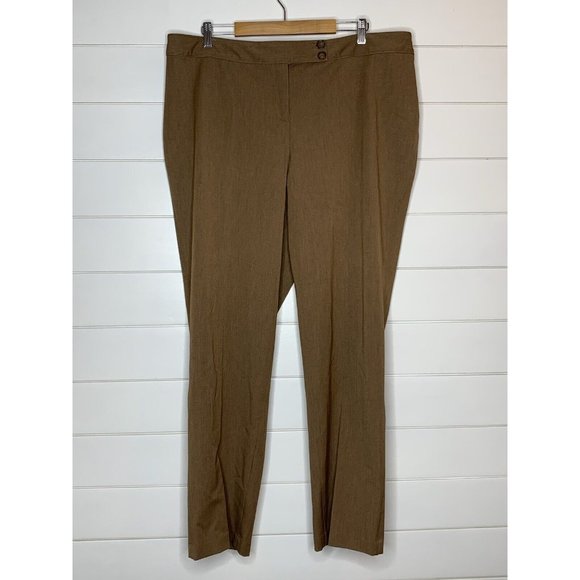 EUC Lane Bryant Dress Pants Size 18 Brown Dark Khaki 31" Inseam Straight Leg - Picture 1 of 4